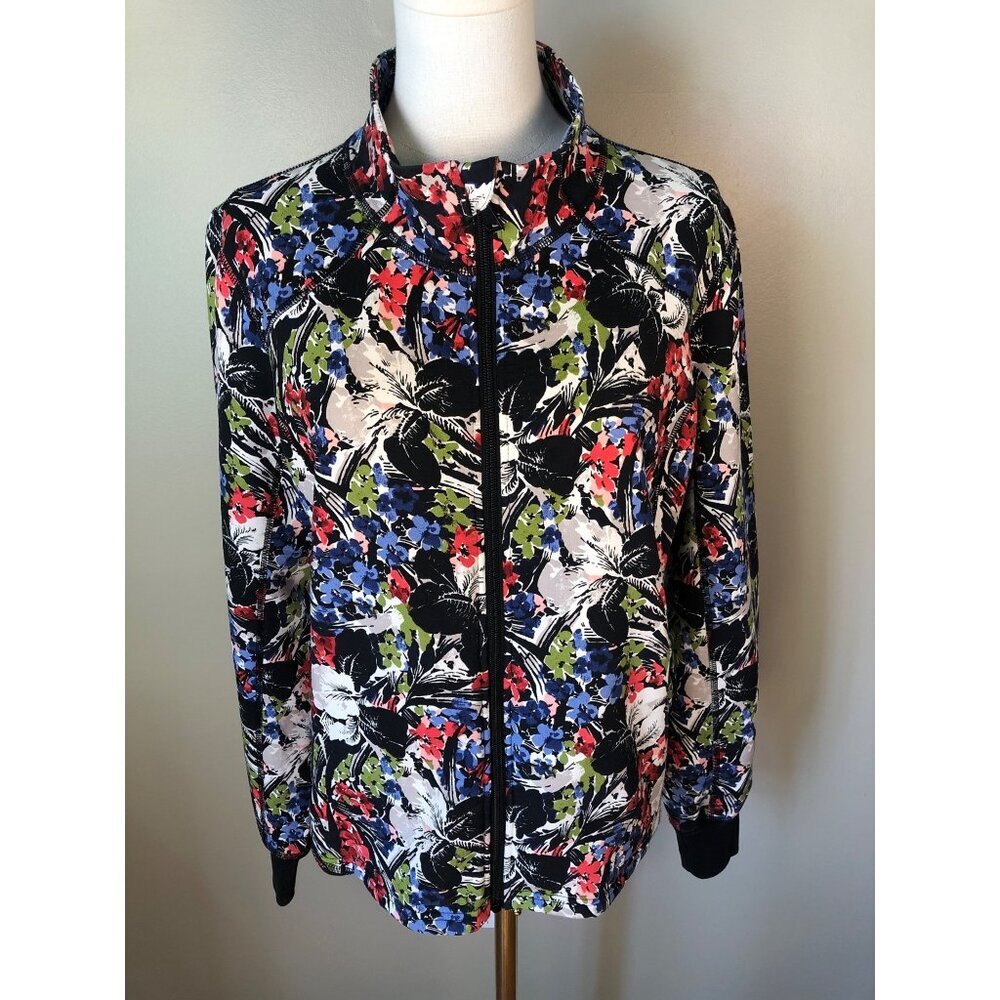 Lauren Ralph Lauren Black Label Floral Mock Neck Full Zip Jacket Size XL